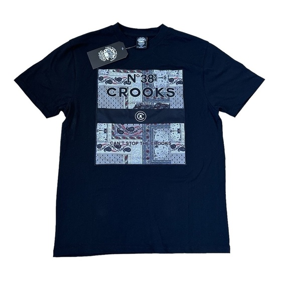 NWT  Crooks & Castles Bandana Fill Klepto Tee in Black - Picture 1 of 6